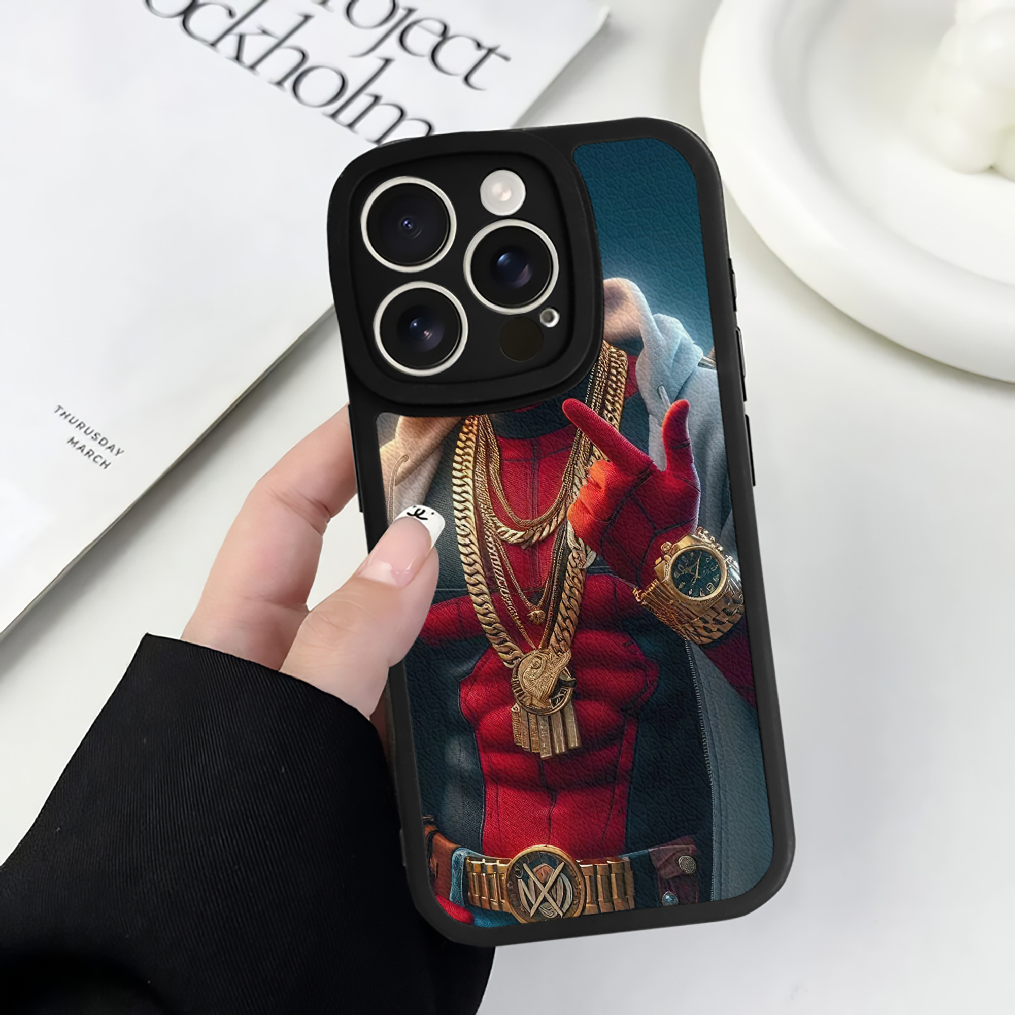 （画像用） Deadpool デッドプール 【iPhone 16シリーズ対応】シリコンスマホケース（レザー調） 材質：シリコン